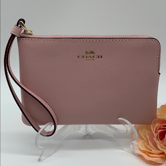 Coach Handbags - COACH Corner Zip Wristlet imitation gold/blossom